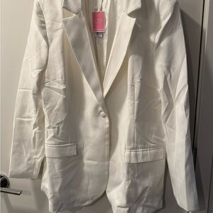 Women's PrettyLittleThings White Woven Blazer size 18
